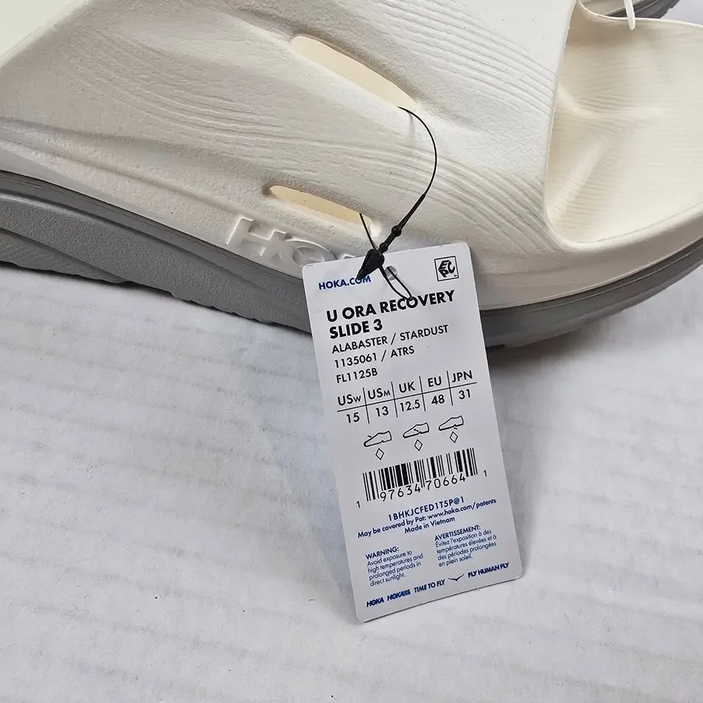Hoka Ora Recovery Slide 3 Unisex Size M13 Alabaster/Stardust Comfort Sandals